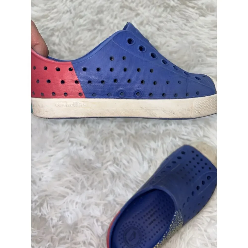 Native Kids Sz. 11 Blue Design Classic Rubber Slip On Sneaker. Cute, Comf
